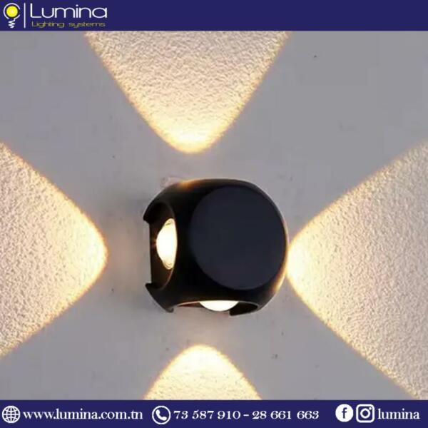 Applique murale led noire avec quatre faisceaux lumineux - 1