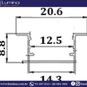 Profilé aluminium encastrable de 3 mètres pour ruban led