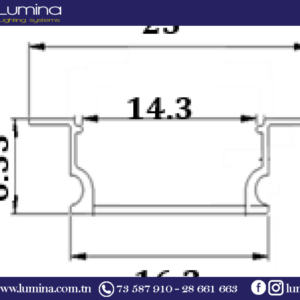 Profilé encastrable noir en aluminium de 3 mètres