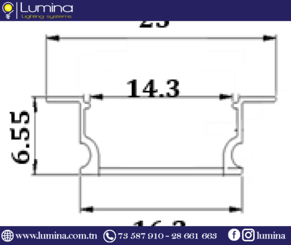 Profilé encastrable noir en aluminium noir mat