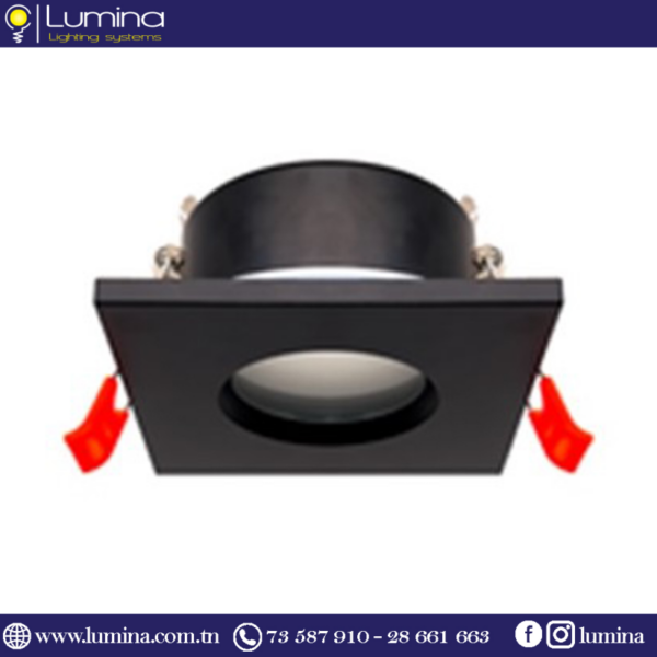 Spot encastrable carré noir ip65 aluminium pour salle de bain - 1