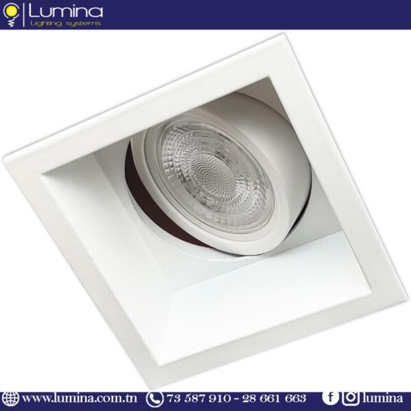 Spot encastrable carré blanc orientable en aluminium - 1