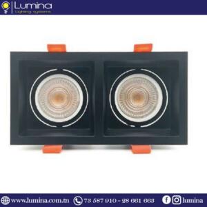 Spot encastrable double noir en aluminium carré