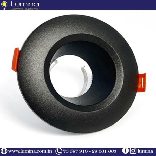TN050R1 (Avec Cadre) Spot encastrable noir rond en aluminium - 1