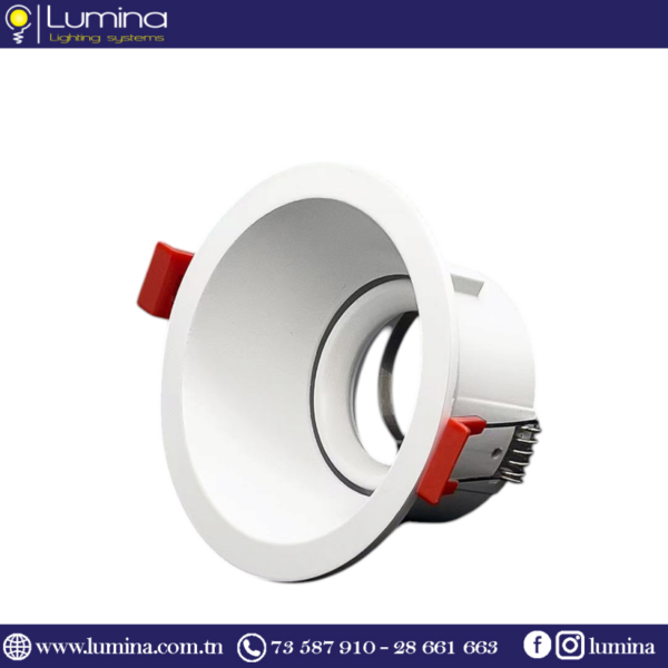 TN071R1-WH (Avec Cadre) spot encastrable aluminium blanc rond 100mm - 1