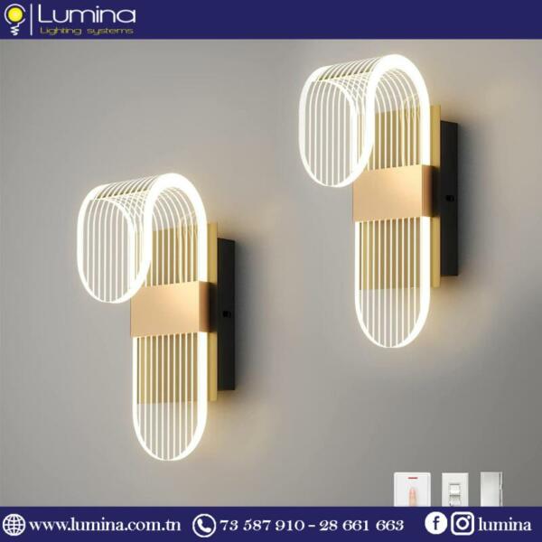 Applique murale led au design moderne et finition dorée - 1