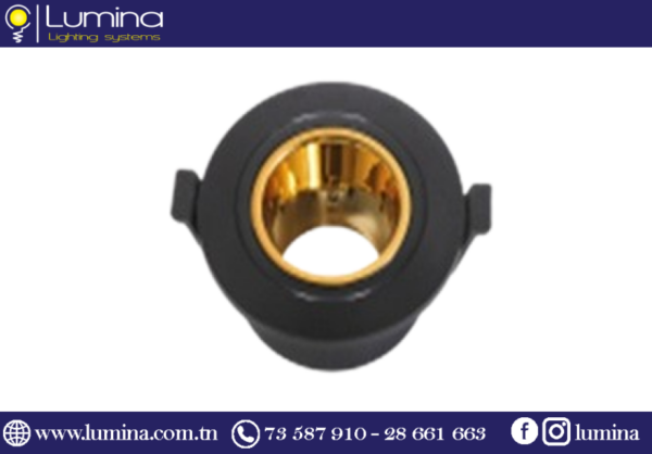 Spot rond orientable noir et or à éclairage indirect