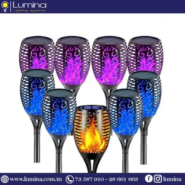 Spot jardin solaire multicouleurs à effet flamme pour décoration extérieure - 1