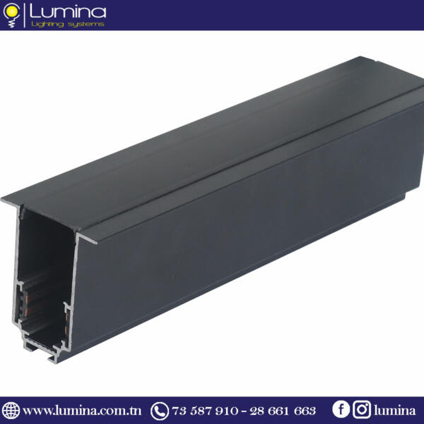 Rail magnétique plâtre noir pour encastrement plafonnier