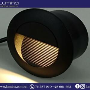 Spot LED Encastrable Mural Rond 3W Noir 3000k Taille Φ 83* 48mm