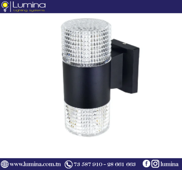 Applique murale ip65 noir aluminium 2 E27