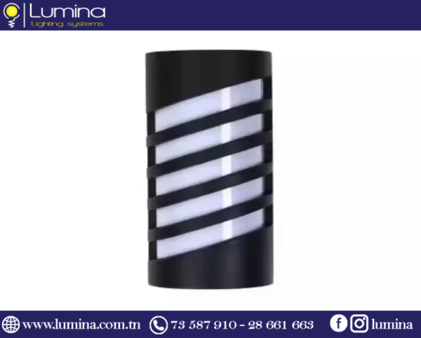 Applique mural led 20w noir 6500k en polycarbonate