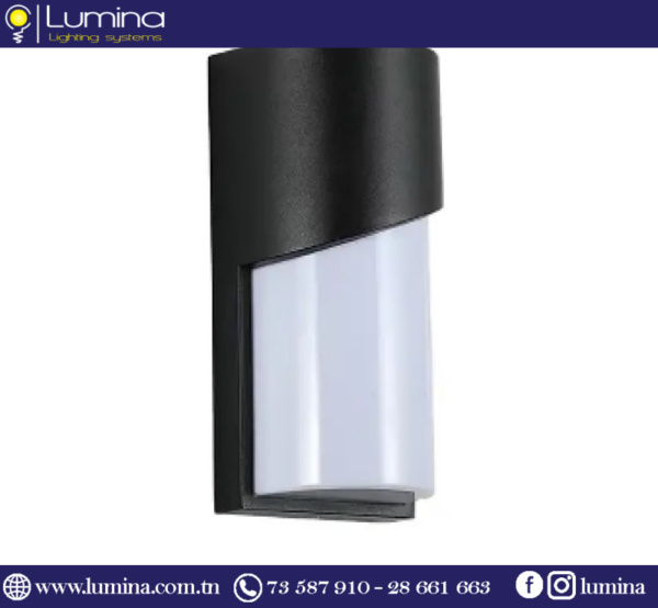 Applique murale led 20w noir 6500k polycarbonate