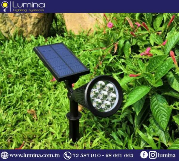 spot jardin solaire 3000K + 6500K 28,5x9x42 cm