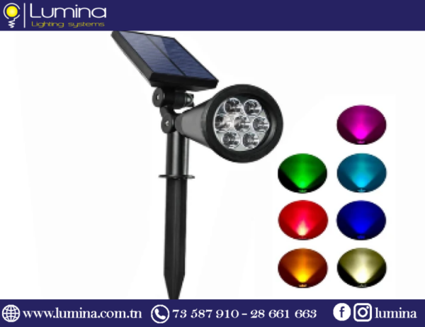 Spot jardin solaire rgb avec piquet de fixation